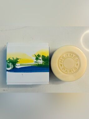 Hermes La Maison Hand Soap Bar in Cream with Yellow & Blue Accents
